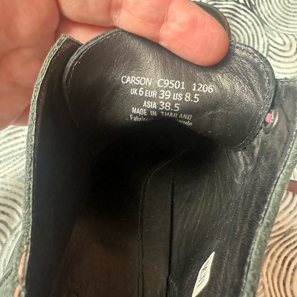 J Shoes Anthropologie Black Ankle Wrap Around Carson Mauve Leather Boots 8.5 - Picture 10 of 13